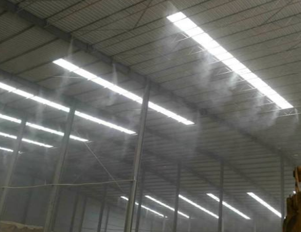 水泥厂用喷雾除臭设备降尘系统运作效果图